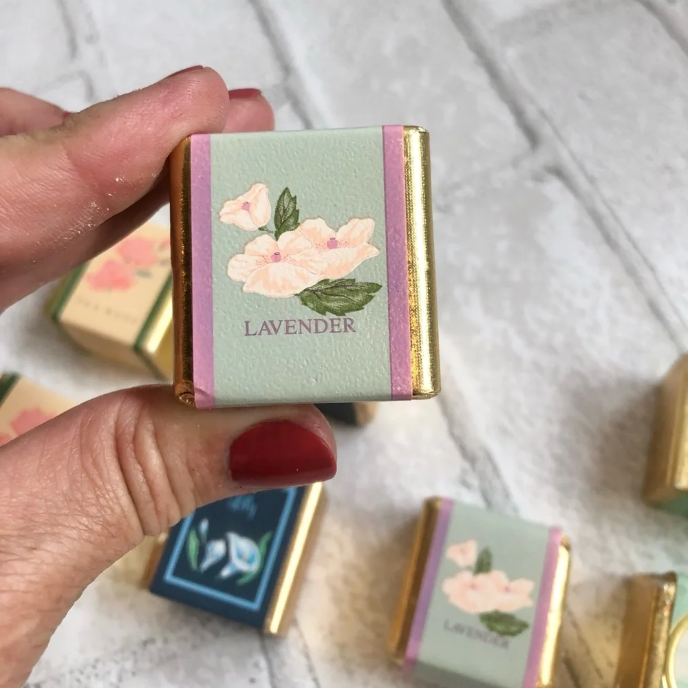 Vintage Ben Rickert English Bath Cubes Set 8pc Tea Rose Lily Lavender